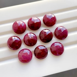 Natural Ruby 10 MM Round Shape Rose Cut Loose Gemstone 10 Pieces Lot, AAA+ Natural Ruby Gemstone Round With Flat Back For Handmade Jewelry
