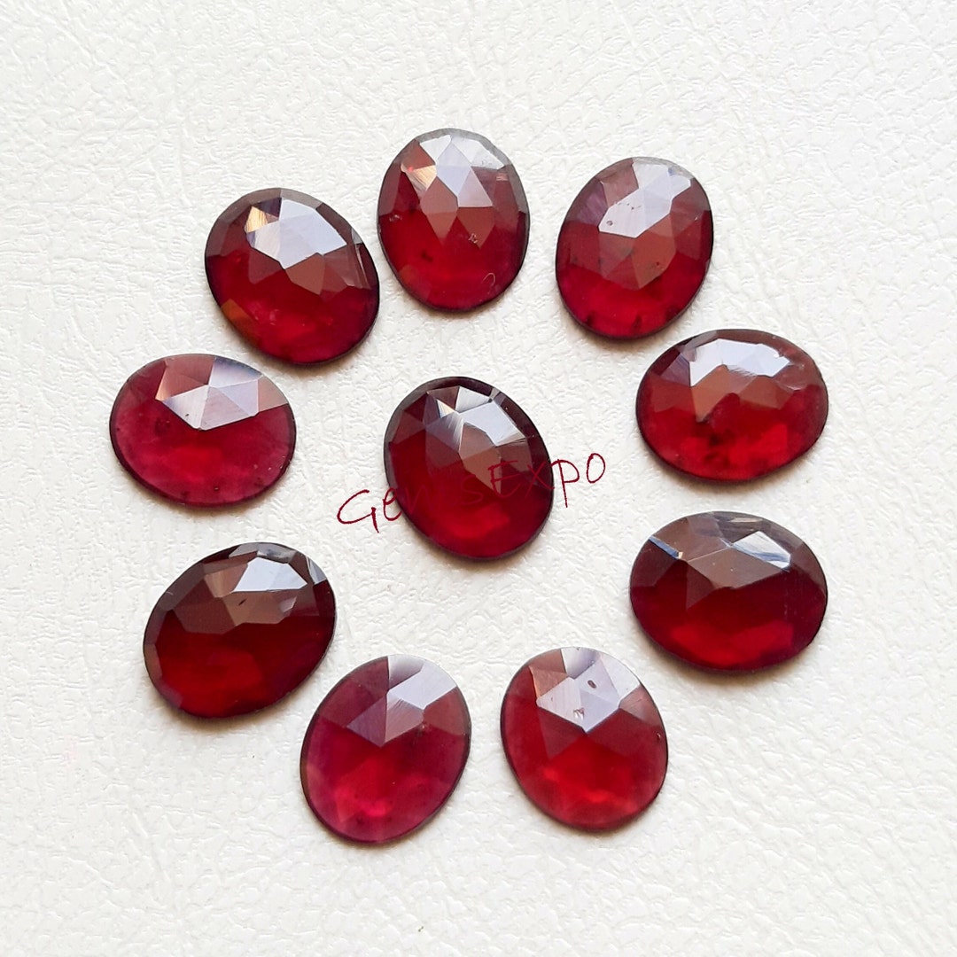 GARNET Rose Cut Oval Shape Gemstone 10 Pieces Lot | Size : 9x11 MM ...