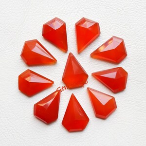 CARNELIAN Rose Cut Loose Gemstone Lot | Size : 12x16 MM | 10 Pieces Lot | Flat Back Step Cut Gemstones Used For Jewelry Making