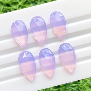 Lavender Quartz Pear Shape 10X20 MM Rosecut Gemstone With Flat Back 6 Pieces Lot For Jewelry Making, AAA+ Lavender Quartz For Jewelry
