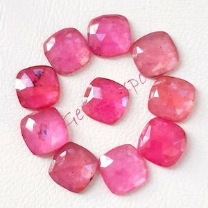 New Thailand Ruby Cushion Rose Cut Gemstone Lot | 10 Pieces Lot | Size  10 MM | Cushion Shape Ruby For Jewelry Making