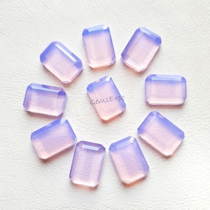 Lavender Quartz 10x14 MM Rectangle Shape Fancy Cut With Flat Back Gemstone 10 Pieces Lot, AAA+ Lavender Quartz Used For Jewelry Making