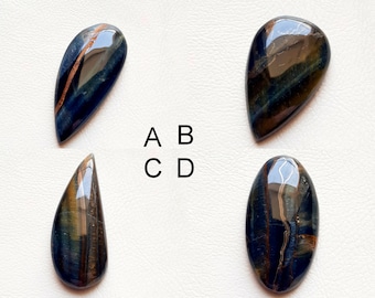 Blue Tiger Eye Cabochon Loose Gemstone, AAA+ Natural Blue Tiger Eye Cabochon For Jewelry Making - 36501-36504