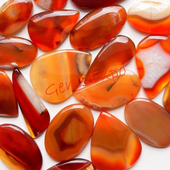 NEW ORANGE BOTSWANA Agate Cabochon Loose Gemstone, Wholesale Lot - Main Image