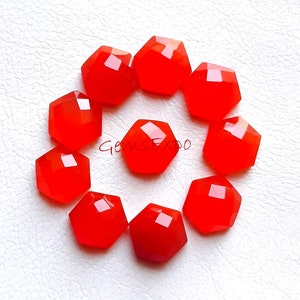 Carnelian Hexagon Shape Rose Cut Gemstone Lot | Size : 10 MM | 10 Pcs | Flat Back Rose Cut Gemstones Used For Jewelry Making