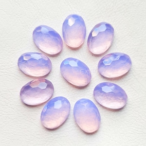Lavender Quartz 10x14 MM Oval Shape Fancy Cut With Flat Back Gemstone 10 Pieces Lot, AAA+ Lavender Quartz Used For Jewelry Making