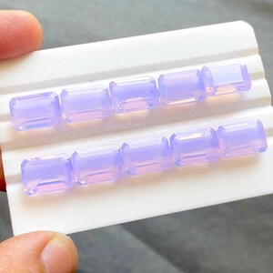 Cuarzo lavanda seleccionado de 10 x 14 mm con forma facetada de corte esmeralda, piedra preciosa suelta de cuarzo, piedra preciosa rara para la fabricación de joyas, anillos y colgantes.