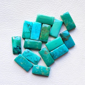 Forme rectangulaire calibrée en turquoise tibétaine avec cabochon de pierres précieuses à dos plat, lot de 15 pièces pour bijoux faits main, taille : 5 x 10 mm