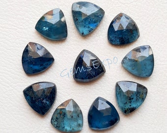 Teal Moss Kyanite Rose Cut Gemstone Trillion Shape Lot | 10 Pieces Lot | Size 10 MM | USed For Jewelry Making