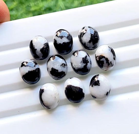 White Buffalo Turquoise 8X10 MM Oval Shape Smooth Cabochon With Flat Back 15 Pieces Lot, AAA+ Natural White Turquoise For Jewelry Making