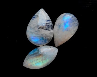 Cabochon de pierre de lune arc-en-ciel, pierres précieuses en vrac, cabochon de pierre de lune arc-en-ciel naturel pour la fabrication de bijoux, pendentif, 24628