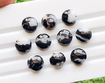 White Buffalo Turquoise 10 MM Calibrated Round Shape Smooth Cabochon With Flat Back Gemstone 10 Pieces Lot For Handmade Jewelry