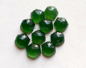 Serpentine Rose Cut 8 MM Hexagon With Flat Back Gemstone 10 Pieces Lot For Jewelry Making, AAA+ Natural Serpentine For Handmade Jewelry