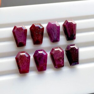 Natural Ruby 8X12 MM Coffin Shape Step Cut Loose Gemstone 6 Pieces Lot, AAA+ Ruby Gemstone Coffin For Handmade Jewelry Making