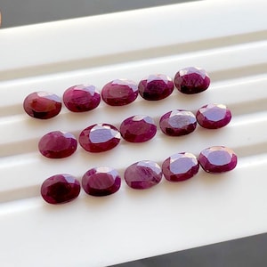 Natural Ruby 6x9 MM Oval Shape Faceted Loose Gemstone 15 Pieces Lot, AAA+ Natural Ruby Gemstone Oval With Pointed Back For Handmade Jewelry