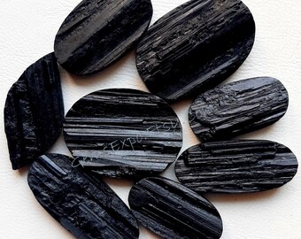 Natural Black Tourmaline Druzy Cabochon Wholesale Lot By Weight With Different Shapes And Sizes Used For Jewelry Making