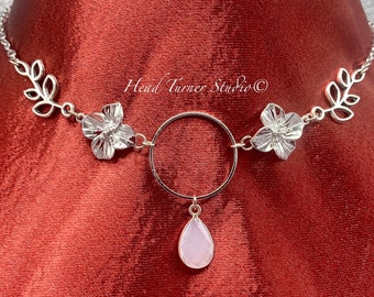 Moonstone Plumeria Fairy Choker; Flower Girl Gift Necklace; Fairy Jewelry; Silver Rhodium Flowers; Aesthetic Wedding Jewelry; Forest Fairy