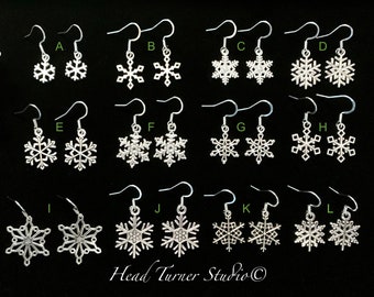 Silver Snowflake Earrings: Hypoallergenic Winter Jewelry