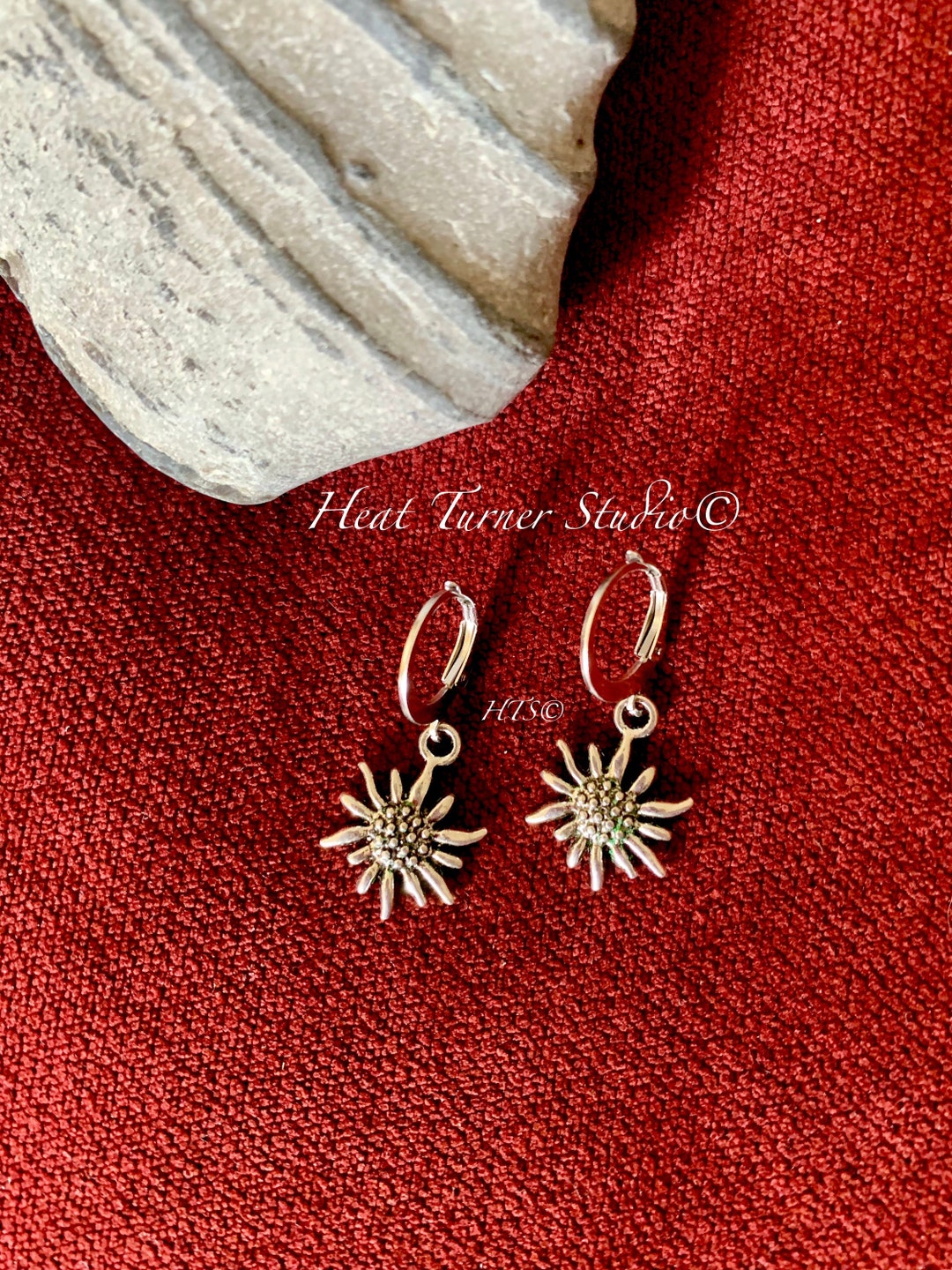 Edelweiss Earrings Hypoallergenic Antique Silver Alpine Mountain Flower