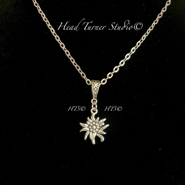 Silver Edelweiss Necklace; Alpine Mountain Flower; Botanical Jewelry; Wanderlust; Heritage Necklace; Choice of Necklace or Choker Length