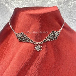 Collar de plata con edelweiss: Gargantilla bávara de Trachten, joyería de Oktoberfest