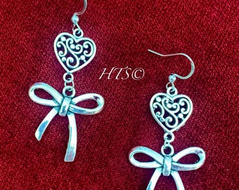 Silver Bow Earrings, Hypoallergenic, Coquette Jewelry
