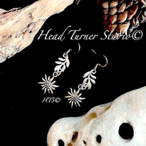 Edelweiss Flower Silver Earrings; Hypoallergenic; Bavarian Traditional Alpine Flower of Love; Dirndl Jewelry; Huggie Leverback & Stud Option