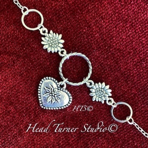 Silver Edelweiss Heart Choker; Alpine Flower Jewelry; Wanderlust Jewelry; Fairy Choker or Necklace: Choice of Length