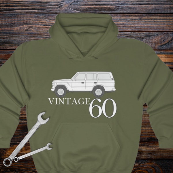 Vintage 60 Toyota Land Cruiser 60 Series Hooded Sweatshirt - Landcruiser Hoodie Shirt for every fan! Makes a great gift!