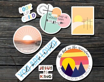 Pack Of 7 Christian Stickers Waterproof Water Bottle Stickers Colorful Youth Ministry Christian Girls & Boys School Look Up Child Car Decal