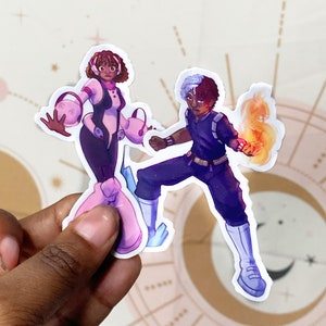 Hero Anime Icy Hot en Zero Gravity: Afro-Anime Stickers-Fandom Geïnspireerd