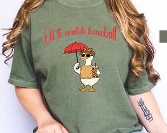 Camiseta de béisbol con diseño de pato, camiseta divertida para el día del partido, estampado Comfort Colors, atuendo para aficionados al deporte.