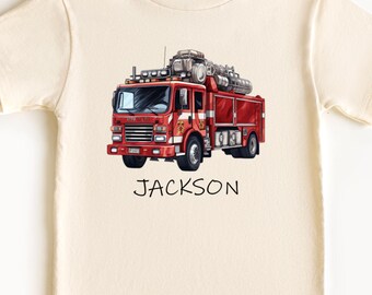 Personalized Fire Truck Toddler Shirt: Custom Name Firefighter Tee