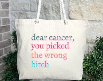 Cancer Awareness Tote Bag: Cotton Support Gift