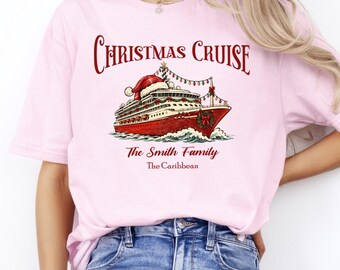 Custom Christmas Cruise T-Shirt, Personalized Family Name, Matching Vacation Tee, Cruise Crew
