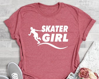 Camisa de niña patinadora, camisa de patinador, camisa de patinaje, patinaje, camisa de regalo de patinador, adulto unisex cómodo, camisetas para niños pequeños jóvenes, regalo para ella