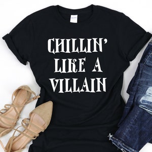 Chillin&#39; Like a Villain T-Shirt, Joker Evil Outfit, Girls Halloween Shirt, Chillin like a Villain, Descendants Inspired, Gift for Her