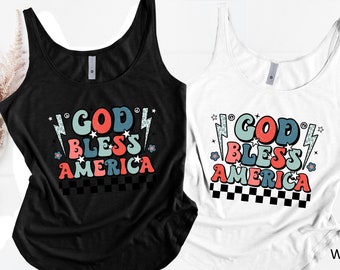 God Bless America Tank Top, 4th of July Shirt, Memorial Day Gift, 4th of July Gift, Independence Day Gift, Cute Patriotic Shirts,USA T-Shirt