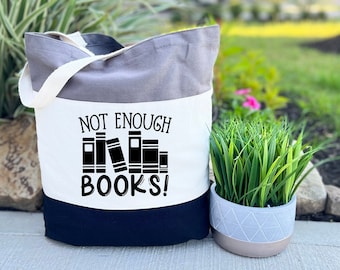 Not Enough Books Tote Bag, Book Worm Tote Bag, Canvas Tote Bag, Book Lover Bag, Literary Book Bag, Library Tote Bag, Book Lover Gift