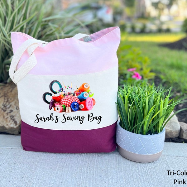Personalized Sewing Bag, Custom Name Sewing Bag, Sewing Gift for Mom, Mother Days Gift, Trendy Sewing Gift, Gift for Sewing Lover, Canvas