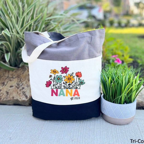 Nana Est 2024 Tote Bag, Personalized Tote Bag, Nana Bday Gift, Grandma Gift, Nana Market Bag, Monogram Tote, Nana Yoga Gift, Mothersday Gift