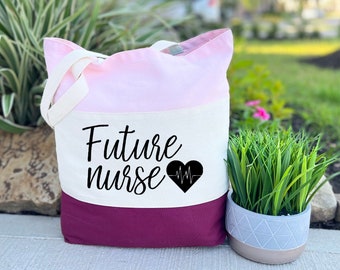 Future Nurse Tote Bag, Nurse Tote Gift, RN Nurse Grad Tote, Canvas Tote Bag, Daily Nurse Tote, Nursing School Student Tote Bag, Gift for Her