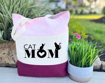 Cat Mom Tote Bag, Cat Tote Bag, Cute Cat Tote Bag, Cat Lover Tote Bag, Pet Love, Gift for Cat Mom, Cat Owner Gifts, Canvas Tote Bag