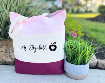 Personalized Teacher Tote Bag, Custom Teacher Name Tote Bag Canvas Tote Bag, Gifts for Teachers, Personalized Teacher Gift, Teacher Gift