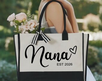 Custom Nana Tote Bag, Nana Tote Bag, Personalized Nana Bag, Gift for Nana, Mothers Day Gift, Grandma Bag, Nana Est 2026 Bag, Mom Tote Bag