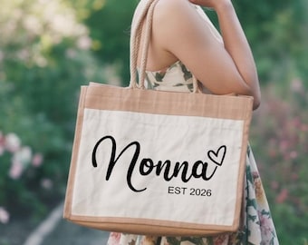 Custom Nonna Jute Bag, Nonna Jute Bag, Personalized Nonna Bag, Mama Jute Bag, Gift for Nonna, Mothers Day Gift, Nonna Est 2026 Bag