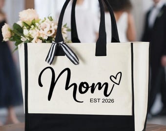 Custom Mom Tote Bag, Mama Tote Bag, Personalized Mom Bag, Gift for Mom, Mothers Day Gift, Mom Tote Bag, Mother Tote Bag, Mom Est 2026 Bag