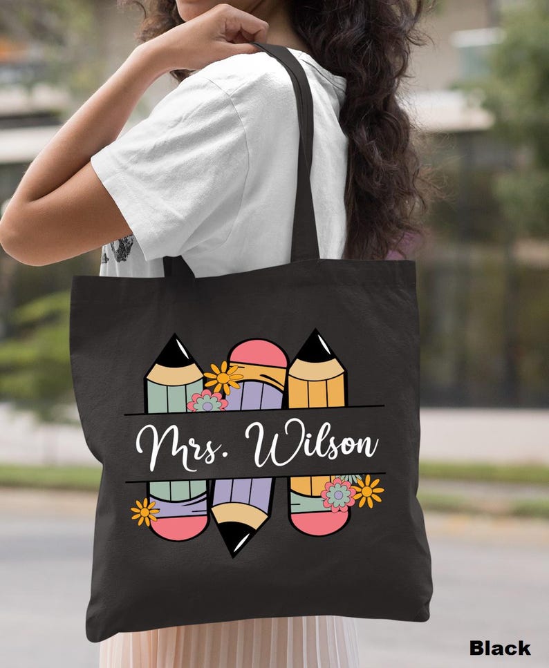 Personalized Teacher Tote Bag: Custom Name Gift - Etsy