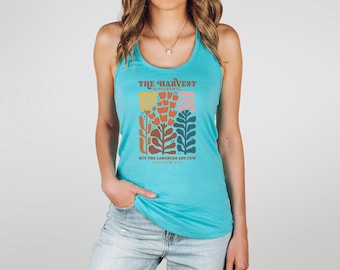 Thanksgiving Christian Tank, Harvest Scripture Shirt, Matthew 9 37 Verse Top, Faith Fall Apparel