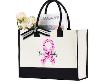 Personalized Breast Cancer Awareness Tote Bag: Pink Ribbon Support Gift